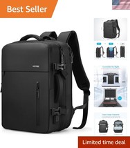 Black Travel Backpack with 12 Pockets - 40L Ergonomic &amp; Water-Resistant ... - $60.00