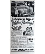 DODGE-Greatest in 25 years!!1940 Vintage Print Ad-Americas Biggest Value... - $13.42