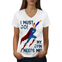 Wellcoda Must Go Gym Needs Me Womens V-Neck T-shirt, Workout Graphic Design Tee - £15.77 GBP