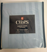 NEW Chaps Home Damask Stripe Full Bed Skirt Blue 100% Pima Cotton  500TC - $39.59
