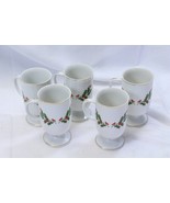 Kashima Christmas Holly Footed Mugs  Lot of 5  Xmas - $504.52 MXN