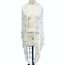 White Beaded Fringed Shawl Scala New with tags! Victorian Look RETRO - $48.11