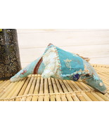 Marine Blue Dolphin Hand Crafted Paper Mache In Colorful Sari Fabric Fig... - $43.89 CAD