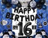 16Th Birthday Decorations For Boys, 73Pcs Blue Black Happy 16Th Birthday... - $35.99