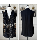 Vintage 70s Carnaby Faux Brindle Fur Longline Zip Vest M L - €46,34 EUR