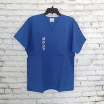 WS Fundamentals by White Swan Scrub Top Womens Medium Blue Short Sleeve V Neck - £14.05 GBP