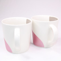 Starbucks Coffee Mugs 2005 Pearl White Metallic Pink Gray Swirl Curve Cups Qty 2 - $16.39