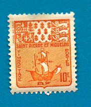 St. Pierre et Miquelon (mint postage due stamp) 1947 Coat of Arms & Ship #67 - $1.99