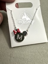 Disney Parks Minnie Mouse Icon Letter M Silver Color Necklace Child Size... - $32.90