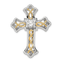 Silver Platinum-plated Plshed Gold-plated Vibrant CZ Cross Pendant QC8166 - $120.31