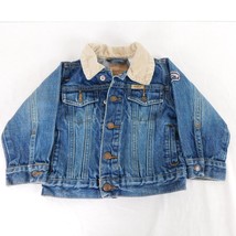 Levi Strauss Signature Denim Blue Jean Jacket Brown Collar Sz 2T Trucker Toddler - $29.03