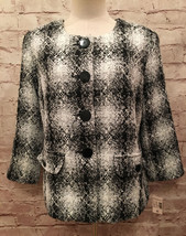 Dress Barn Womens Blazer Suit Jacket Button Front Tweed Black White Plai... - £14.94 GBP