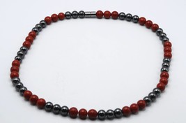 Red Jasper and Hematite Necklace - Gemstone Jewelry for Men/Women - Vitality and - £18.69 GBP