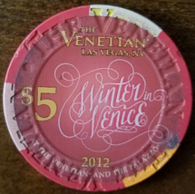 Winter in Venice 2012 $5 Venetian Las Vegas Casino Chip - $10.95