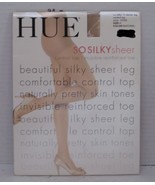 HUE Silky Sheer Pantyhose Control Top Reinforced Toe Size 4 Natural Styl... - $186.12 MXN