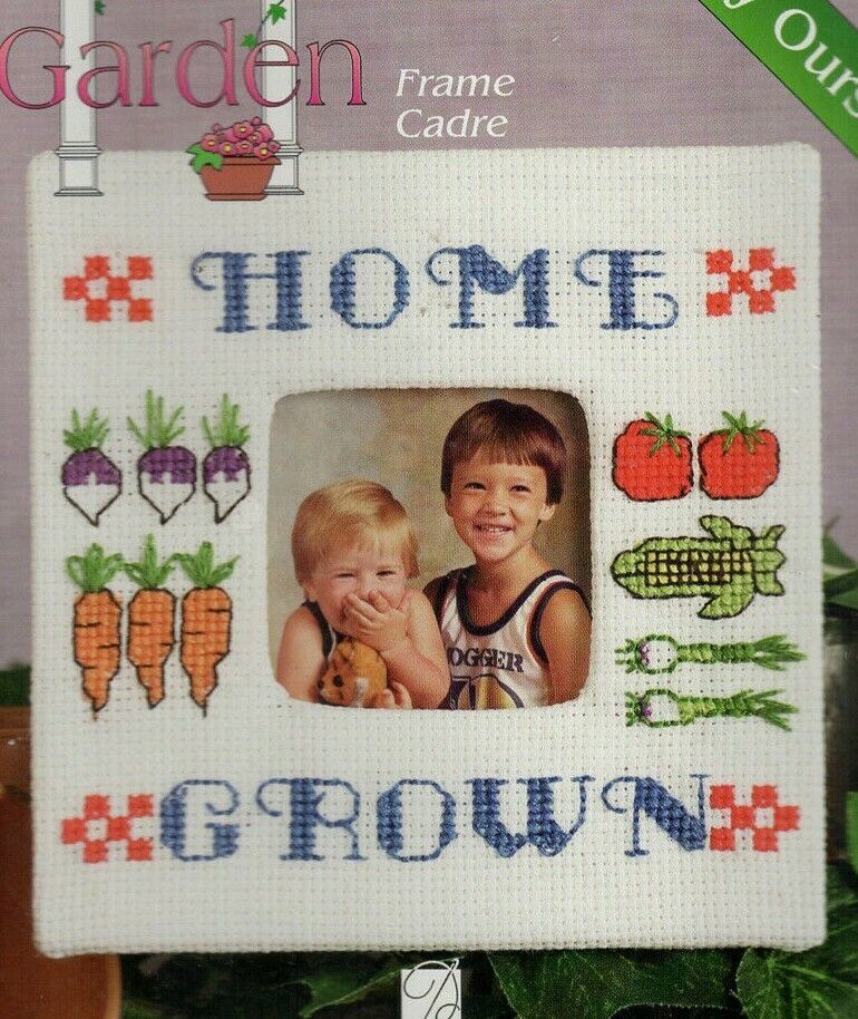 Vintage Counted Cross Stitch Kit Picture Frame Homegrown In the Garden V... - $12.96