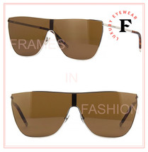 Saint Laurent Mask Ysl SL1 003 Silver Brown Unisex Shield Angular Sunglasses - £261.14 GBP