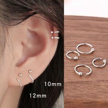 Womens Girls Small Round Huggie Hoop Earrings 316L Surgical Steel 6/8/10/12 MM - £7.10 GBP