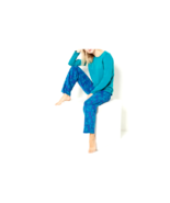 Hanes Comfort Sleep French Terry &amp; Fleece Pajama Set- GREEN / PAISLEY, S... - £23.71 GBP