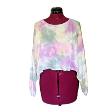 Maronie Top Multicolor Women Tie Dye Crop Size Medium Long Sleeve - £30.78 GBP