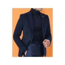 Mens Suit Turkey Flannel Jacket Peak Lapel One Button 20-02 Navy Wessi JValintin image 4