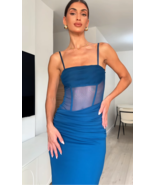 ZARA BNWT 2025. BLUE LAKE LONG CONTRAST TULLE DRESS STRAPS. 5039/814/407 - $1,766.35 MXN