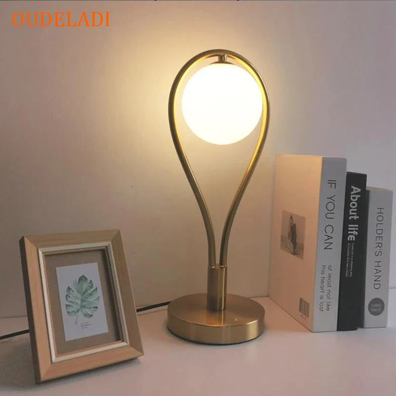 Nordic LED Glass Ball Brass Table Lamp Modern bedroom Living Room Study ... - £49.95 GBP+