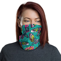 Vintage Colorful Insects Tiffany Blue Breathable Washable Neck Gaiter - £13.13 GBP