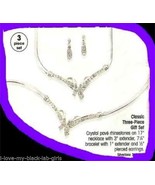 Necklace Bracelet &amp; Earring Classic 3-Piece Gift Set SILVERTONE (Avon Ne... - £19.42 GBP