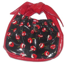 Mini Vera Bradley Poppy Fields Red Black Flower Bag Handbag Tippy Tie Bow - £10.05 GBP