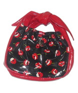Mini Vera Bradley Poppy Fields Red Black Flower Bag Handbag Tippy Tie Bow - £9.87 GBP