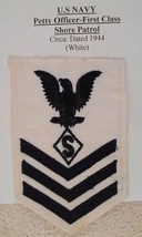 U.S. NAVY PETTY OFFICER 1ST CLASS SHORE PATROL (CIRCA: WORLD WAR 2) WHIT... - $17.63