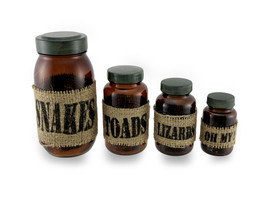 Zeckos Set of 4 Glass Snakes Toads Lizards Oh My! `How Jarring` Jars - £13.97 GBP