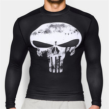 Punisher 3D Printed T-shirts Men Compression Shirts Long Sleeve Cosplay Tops - £6.86 GBP