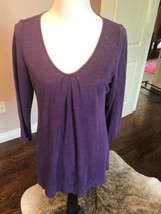 EILEEN FISHER Scoop Neck Purple 100% Linen Tunic Top SZ S EUC - £34.04 GBP