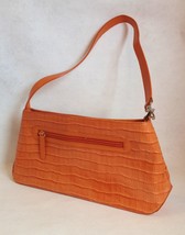 Orange Genuine Leather Handbag Purse Faux Crocodile Lined Tote Pockets - £35.97 GBP