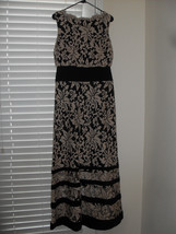 Tadashi Shoji New Black/Nude Embroidered Lace Blouson Banded Waist Gown 6  $428 - £194.76 GBP