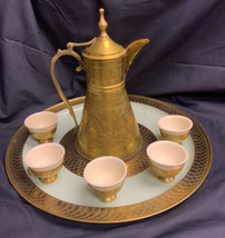 Middle Eastern Brass Tea Set With Nils Johan Tray - £34.44 GBP