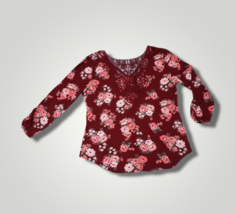 Crochet Lace Floral 3/ 4 Sleeve Shirt Size XL (15-17) NOBO No Boundaries EUC - £14.38 GBP