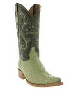 Mens Genuine Green Ostrich Leather Western Cowboy Boots 3x Toe - £179.04 GBP