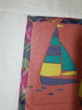 Quilt Square Pillow 18&quot;x18&quot; Cover The Company Store Multicolor Sailboats Cotton - £7.71 GBP