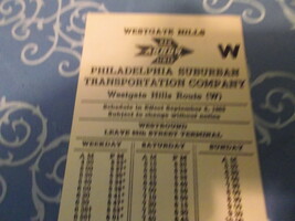 Red Arrow Bus  Schedule Westgate Hills Rt to 69th Street Terminal 1963 - £7.19 GBP