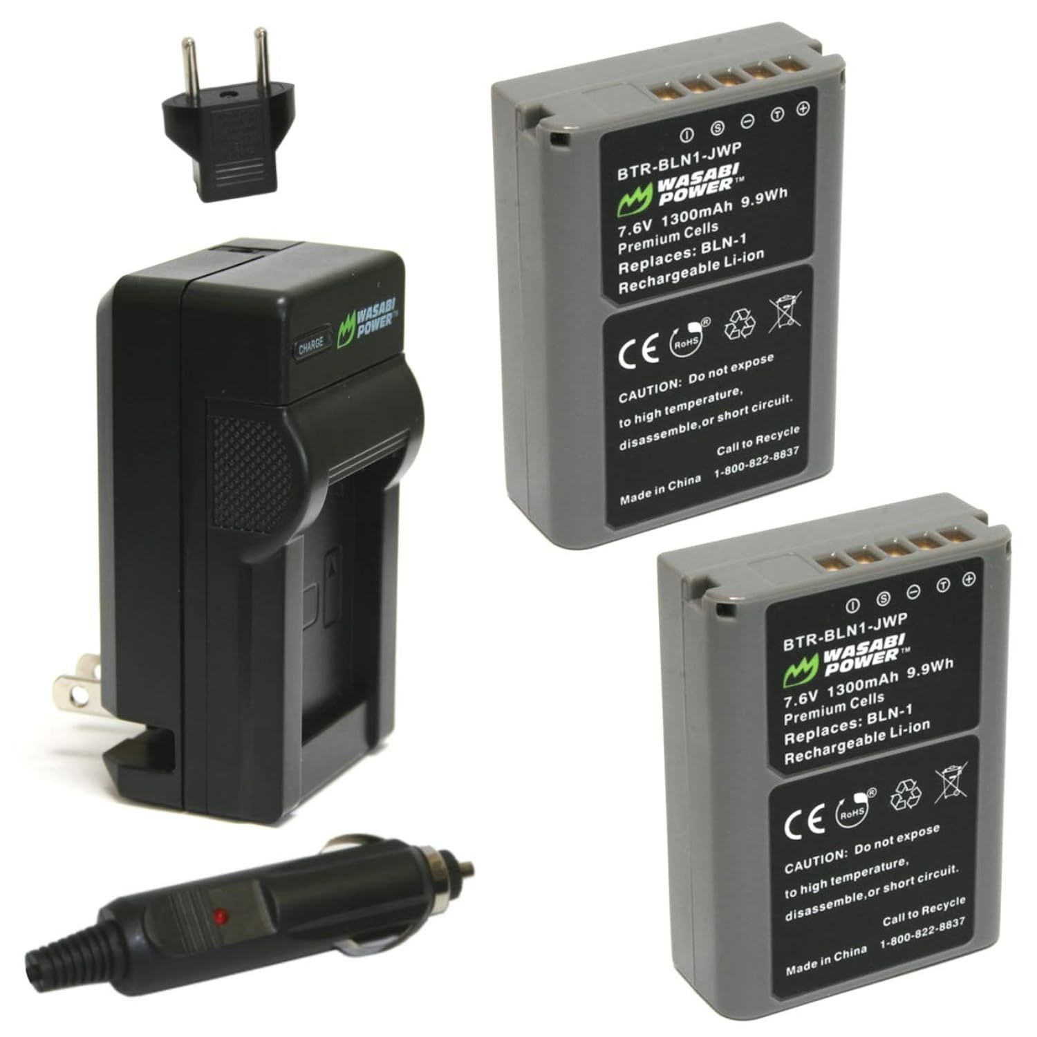 Wasabi Power Battery (2-Pack) and Charger for Olympus BLN-1, BCN-1 and Olympus O - $44.99