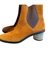 Rebecca Minkoff Darsea Chelsea Ankle Boot Brown Round Metallic Heel Size 7 - $59.30