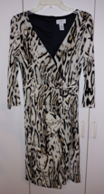 Carmen Marc Valvo Ladies 3/4-SLEEVE Knit CROSS-OVER V-NECK DRESS-10-EXCELLENT - £20.74 GBP