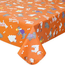 Halloween Vinyl Tablecloth Dogs in Costumes Orange 70&quot; Round NEW - £10.19 GBP