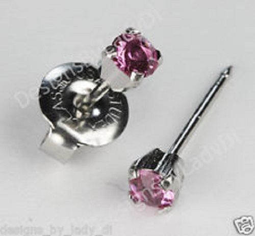 Studex System 75 ear piercing stud princess cut cubic steel 3x3 pink gun... - $12.99
