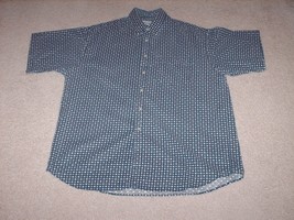 Vintage Men&#39;s Button Down Shirt Basic Editions Gear Patterns Size L - £11.60 GBP