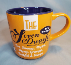 Disney The Seven Dwarfs Mug Off To Work Crew Orange Purple Coffee Tea Cup 15 Oz - £14.20 GBP