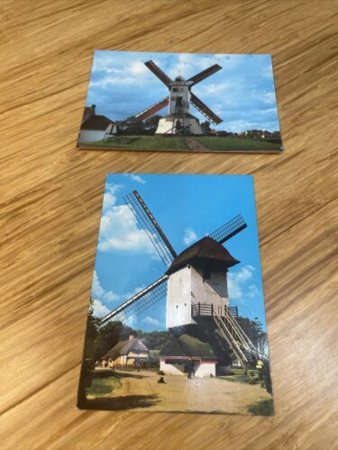 Vintage Lot of 2 Windmill Belgium Travel Souvenir Postcard KG JD - $7.92